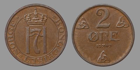 En skillemynt med H7 og krone..